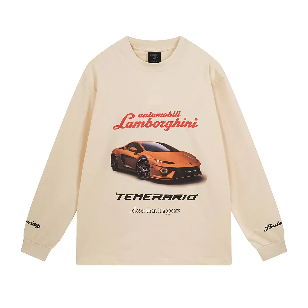 Balenciaga Lamborghini Beige Car Print Streetwear Hoodie