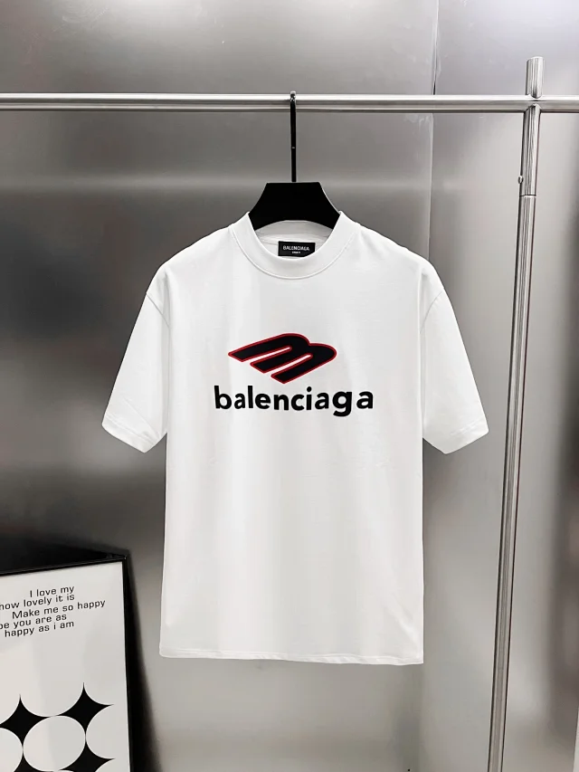 Balenciaga Logo Print White Cotton Men's T-Shirt