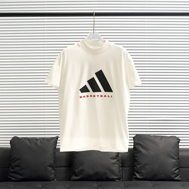 Adidas Basketball White Cotton T-Shirt Sports Casual Tee
