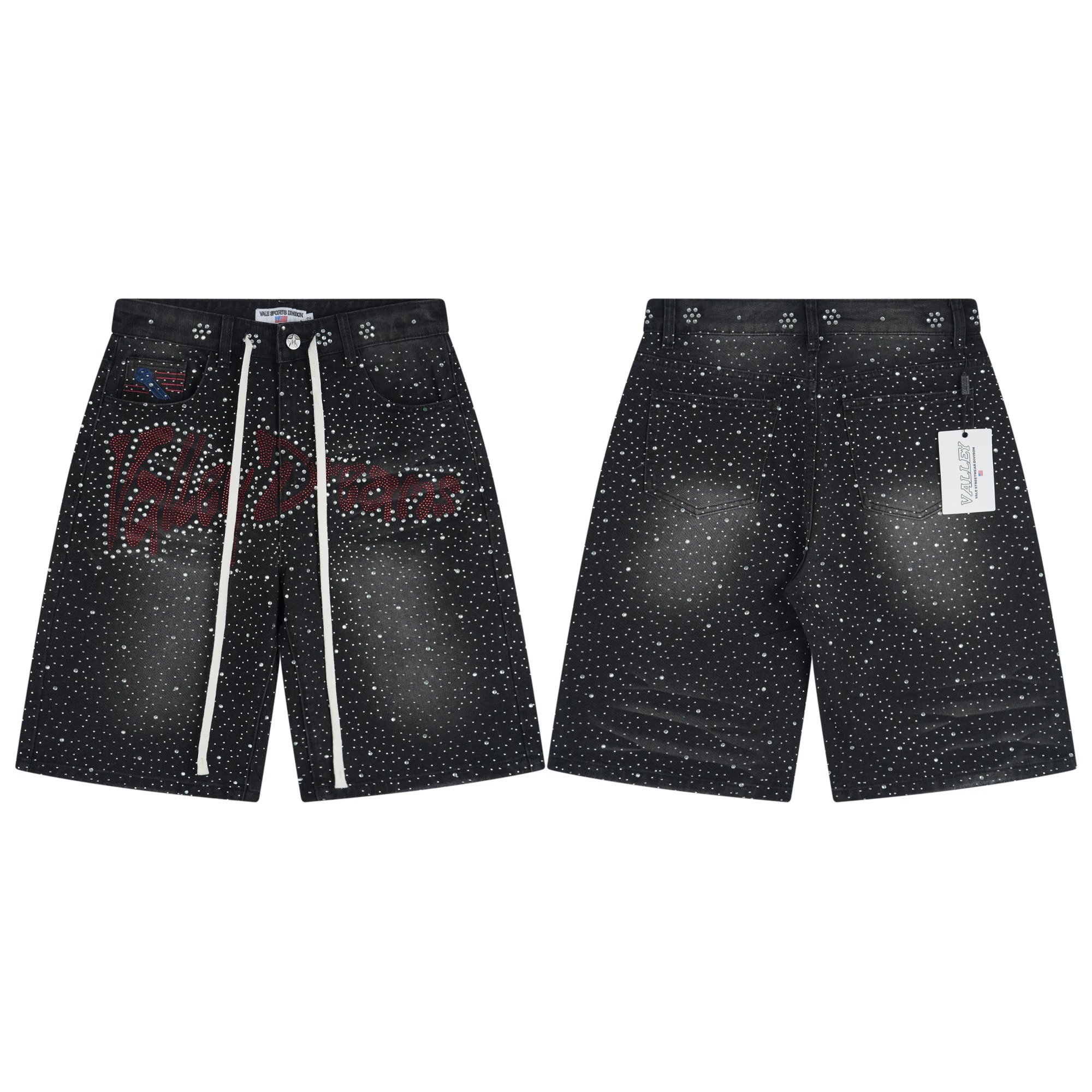 Valley Shorts Denim with embroidered and rhinestone designs — 02