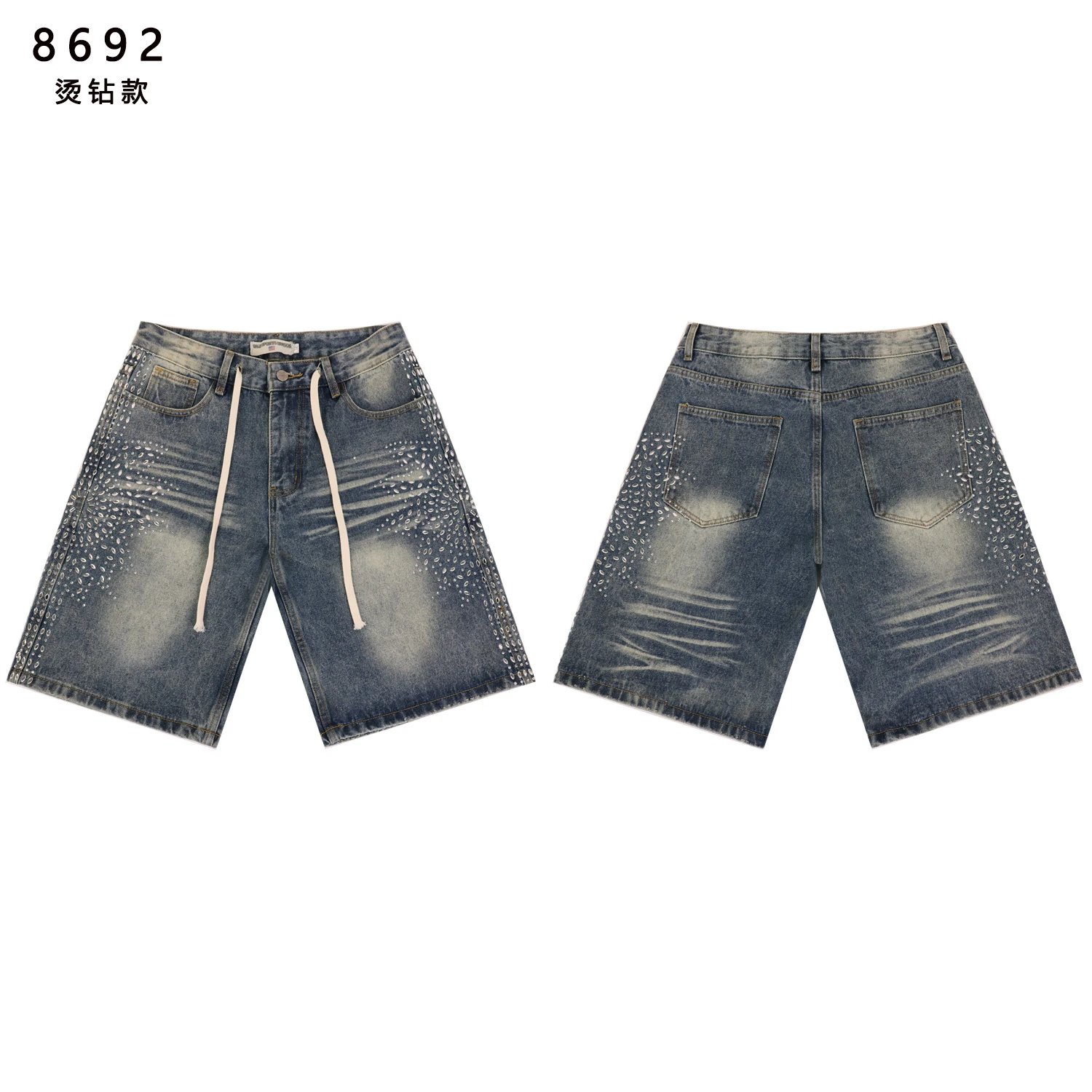 Valley Shorts Denim with embroidered and rhinestone designs — 03