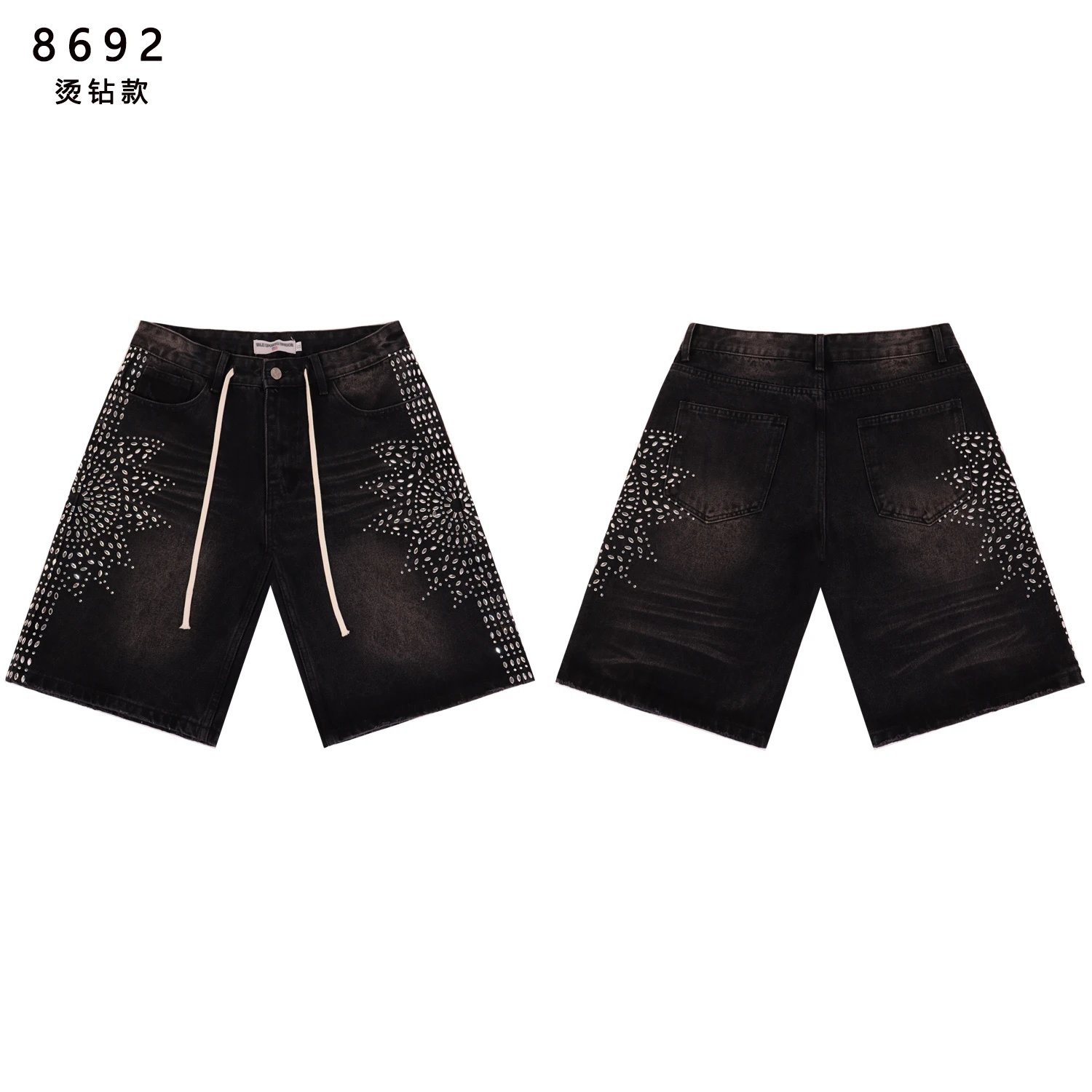 Valley Shorts Denim with embroidered and rhinestone designs — 11