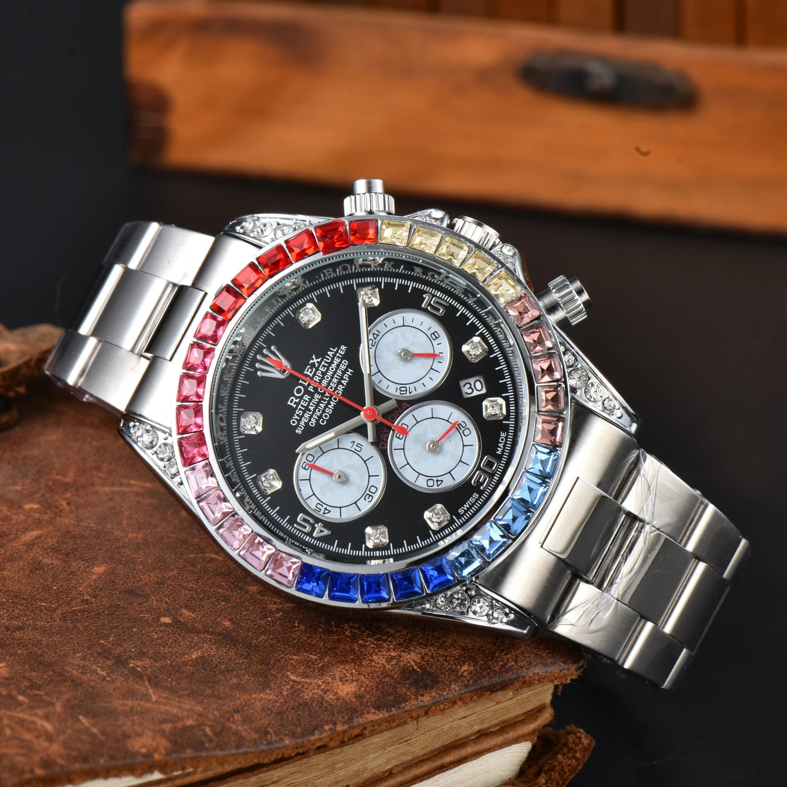 Rolex Daytona Rainbow Bezel Chronograph Mechanical Watch Watches - 1