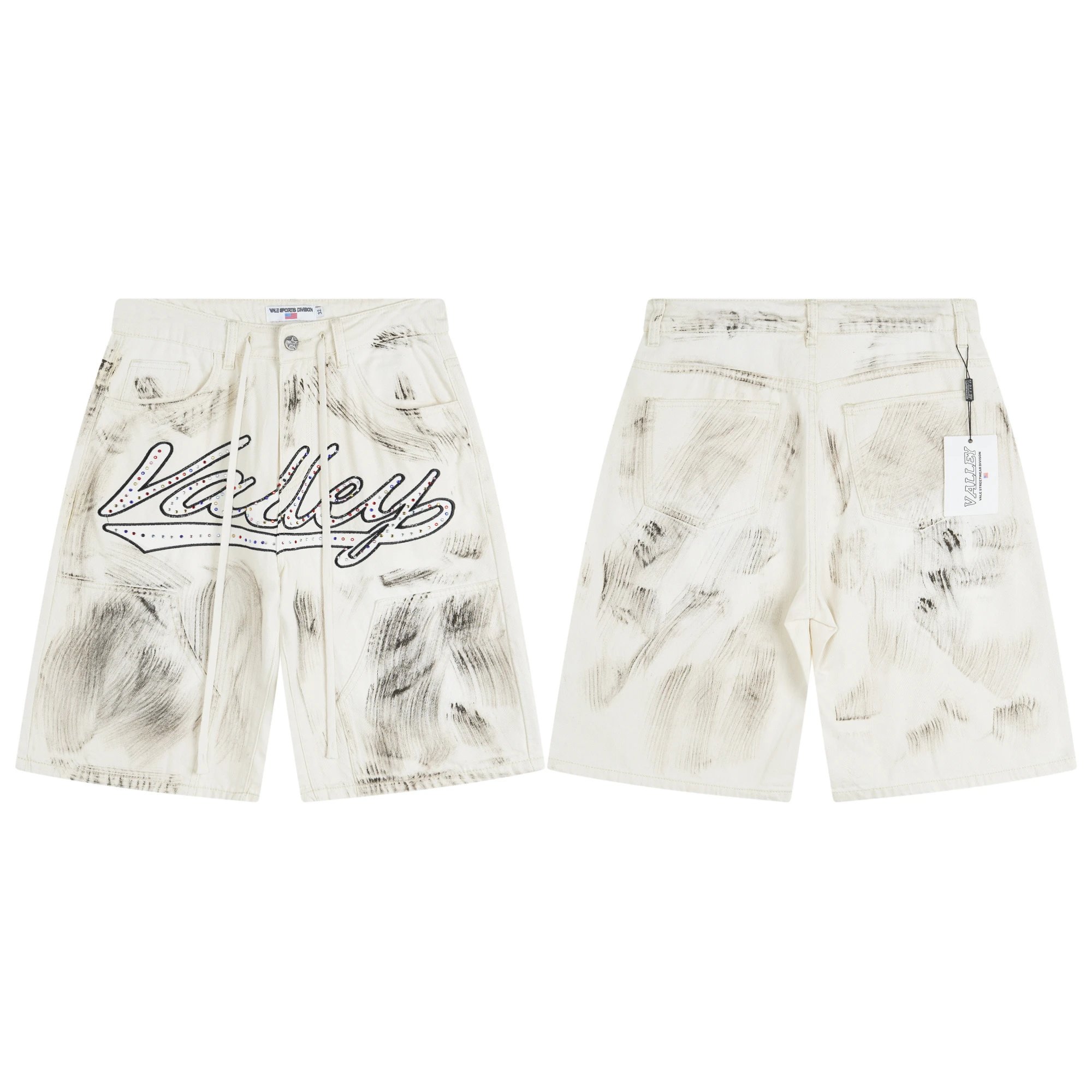 Valley Shorts Denim with embroidered and rhinestone designs — 06