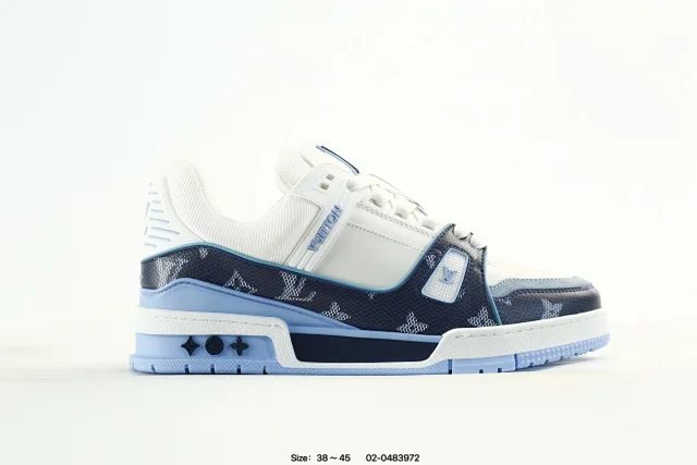 Louis Vuitton White Blue Monogram Men Sneakers