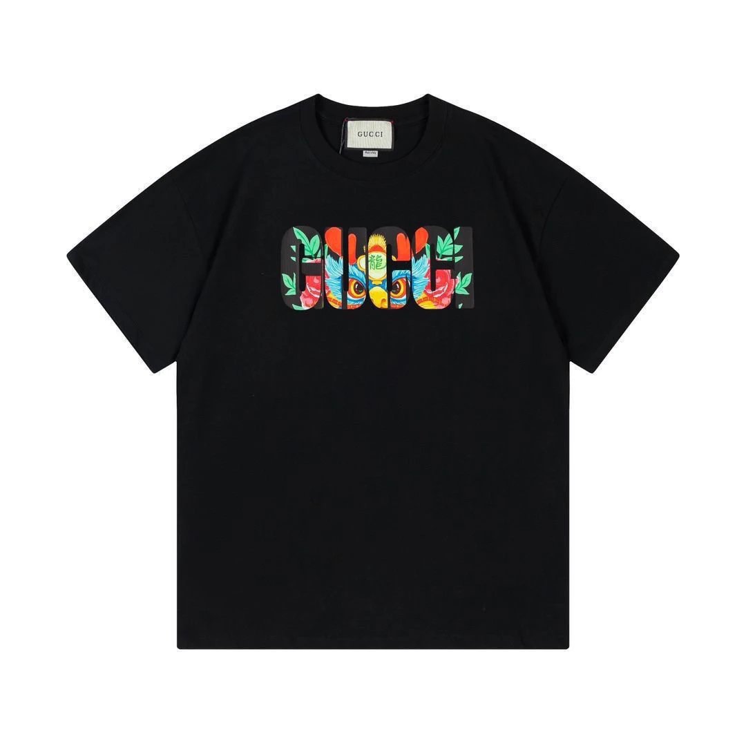 Gucci T-Shirts Short-Sleeve Graphic Logo — 38