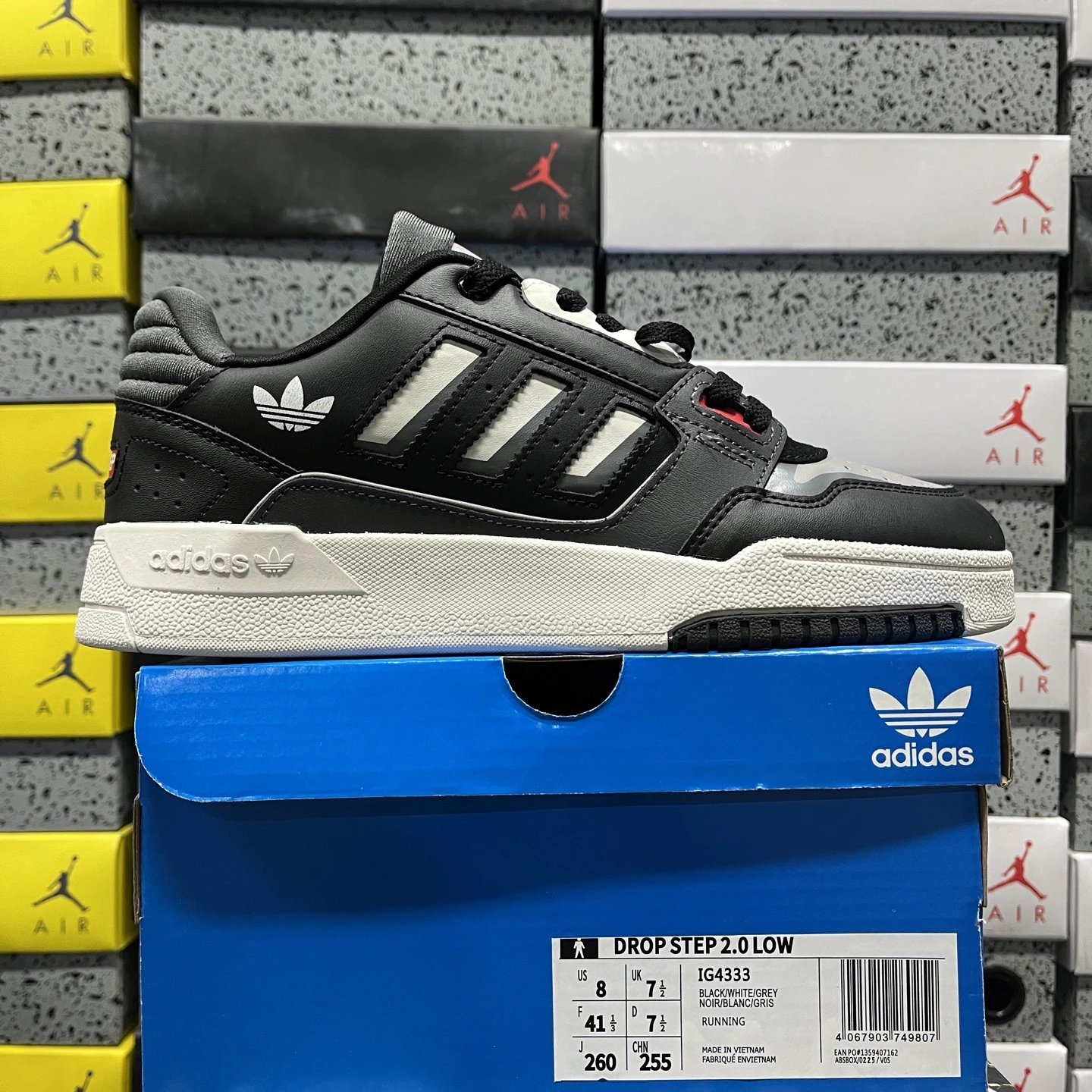 Adidas Multiple Drop Step models shown — IG4333 Black and White