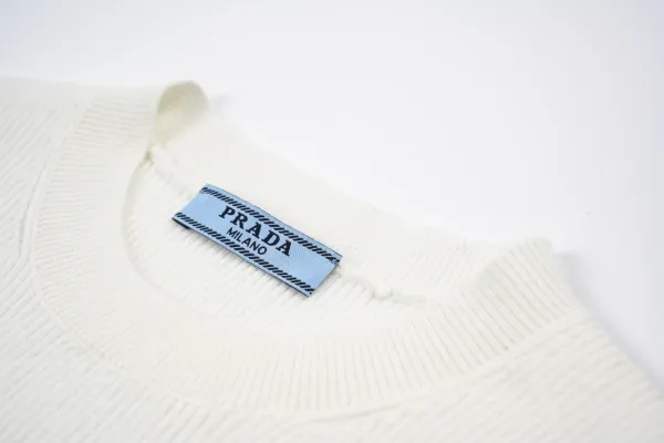 Prada Logo-Embroidered Ribbed Knit Sweater White - 6