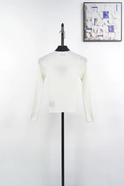Prada Logo-Embroidered Ribbed Knit Sweater White - 4