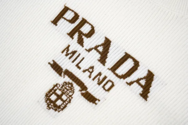 Prada Logo-Embroidered Ribbed Knit Sweater White - 7