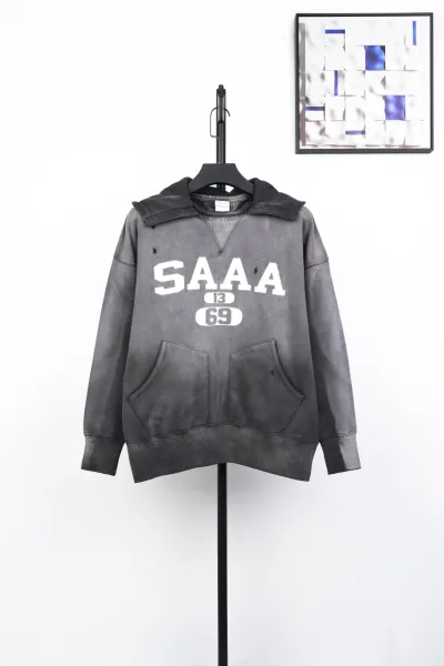 Design SAAA 13 / 69 Distressed Hoodie Gray Hoodie - 3