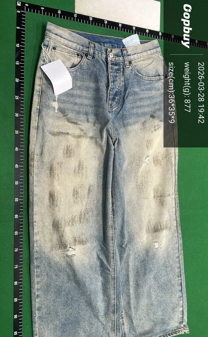 Design Acid Wash Wide-Leg Jeans Blue - 6