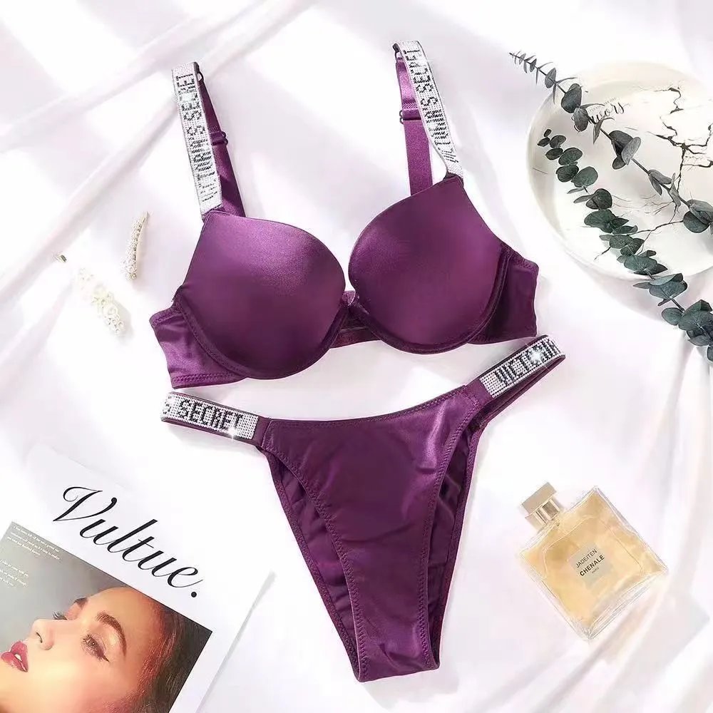Victoria's Secret Underwear Rhinestone Logo Strap Bra and Thong Set — Victorias Secret-15