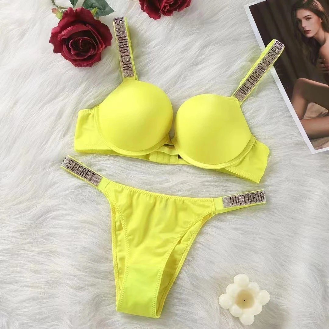 Victoria's Secret Underwear Rhinestone Logo Strap Bra and Thong Set — Victorias Secret-8
