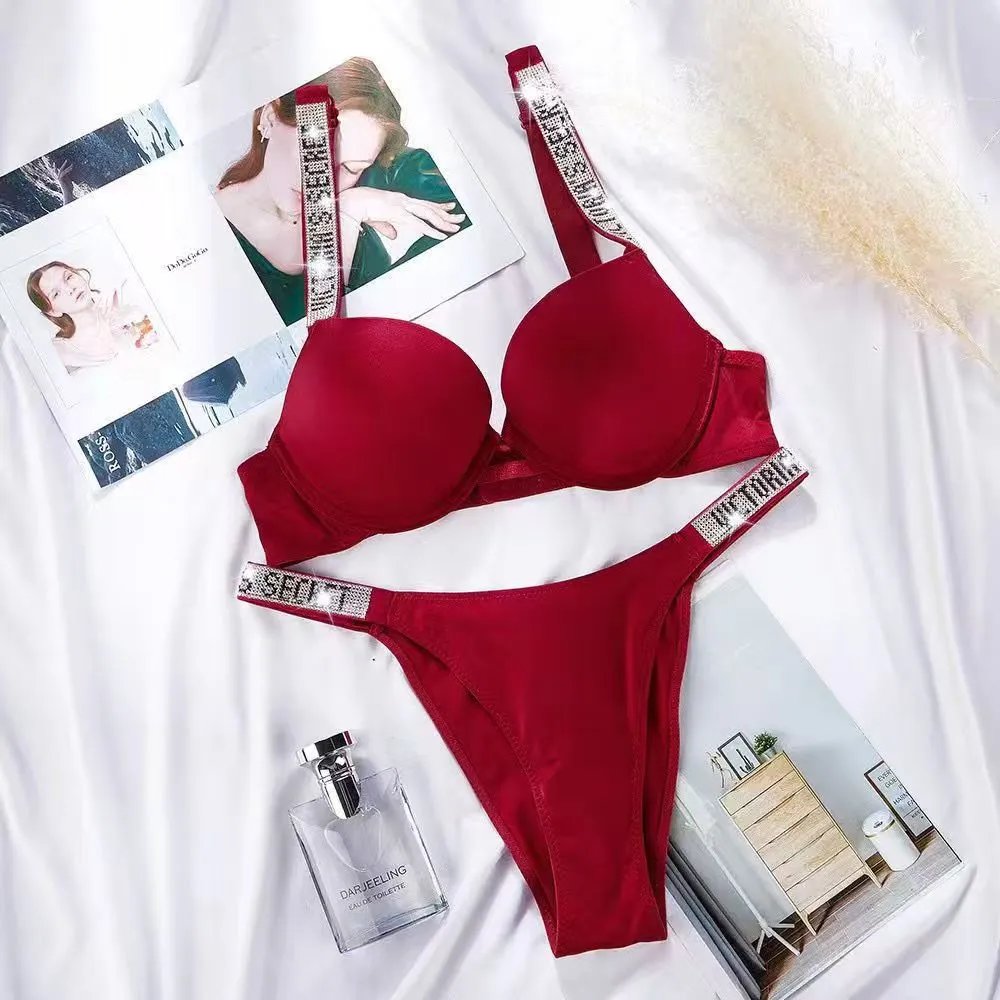 Victoria's Secret Underwear Rhinestone Logo Strap Bra and Thong Set — Victorias Secret-14