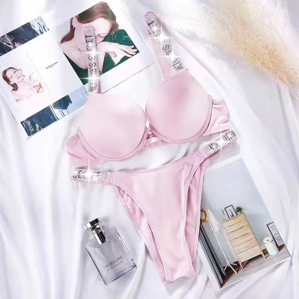 Victoria's Secret Underwear Rhinestone Logo Strap Bra and Thong Set — Victorias Secret-16