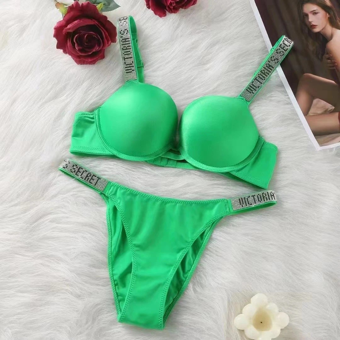Victoria's Secret Underwear Rhinestone Logo Strap Bra and Thong Set — Victorias Secret-6