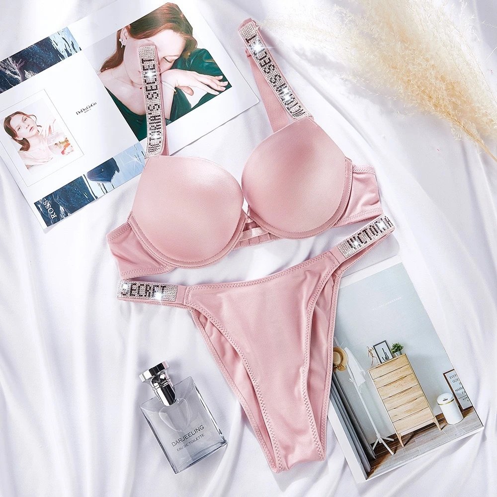 Victoria's Secret Underwear Rhinestone Logo Strap Bra and Thong Set — Victorias Secret-2