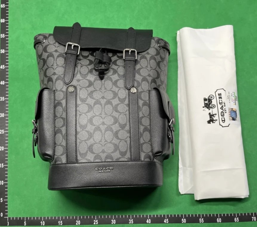COACH Black Grey Full Print Medium Backpack