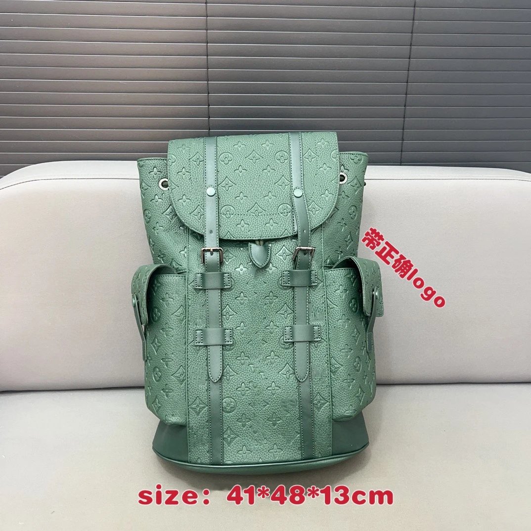 LV Green Embossed Medium Backpack