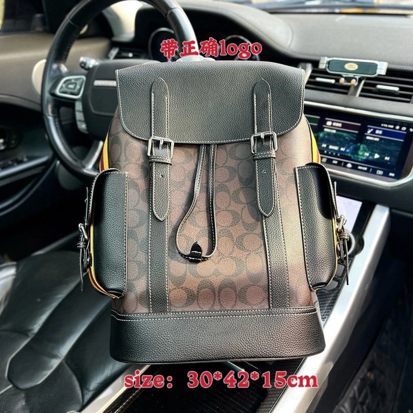 COACH Dark Brown Full Print Medium Backpack