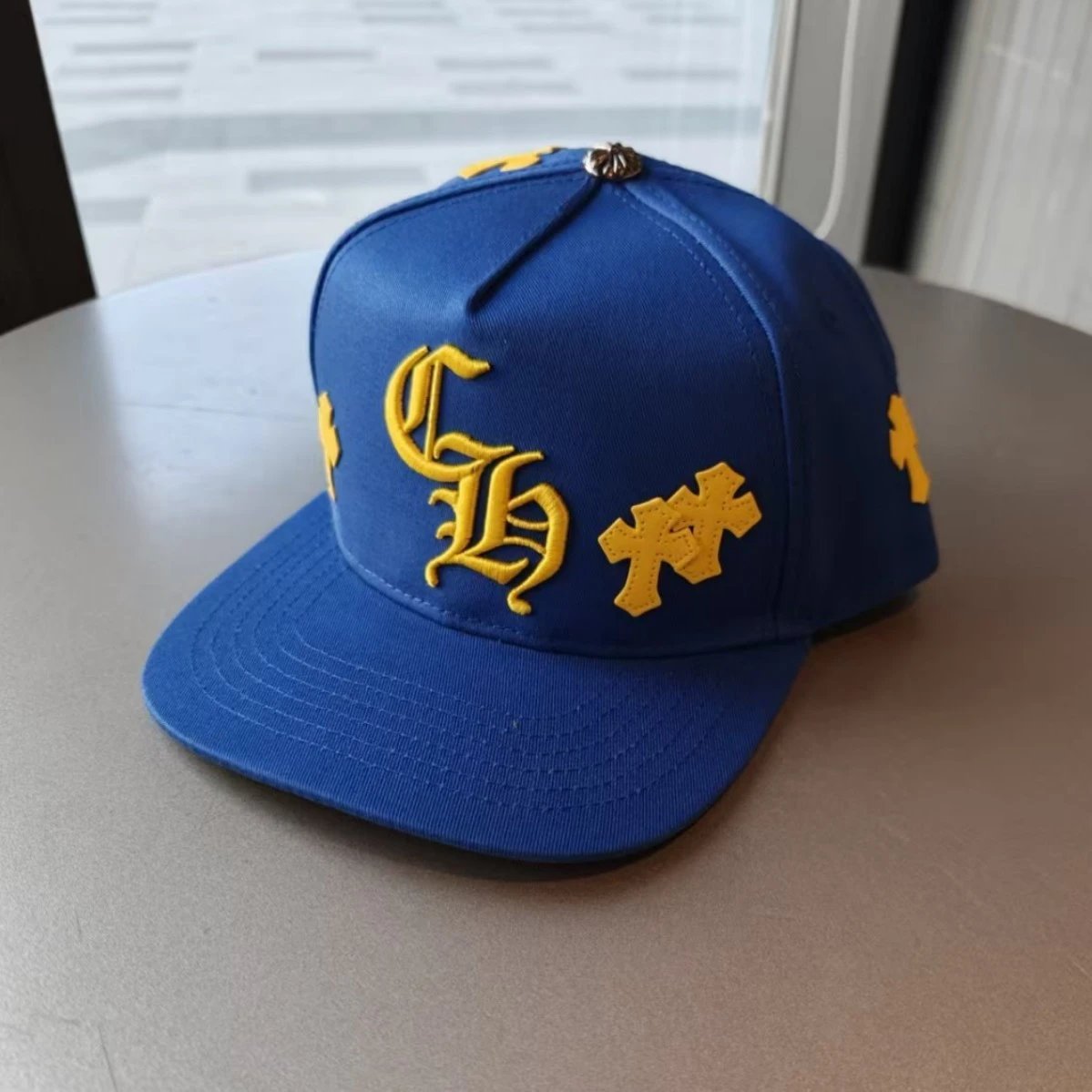 CH+Cross Leather Label Blue Yellow