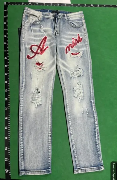 Amiri Distressed Patchwork Denim Jeans Gray - 4