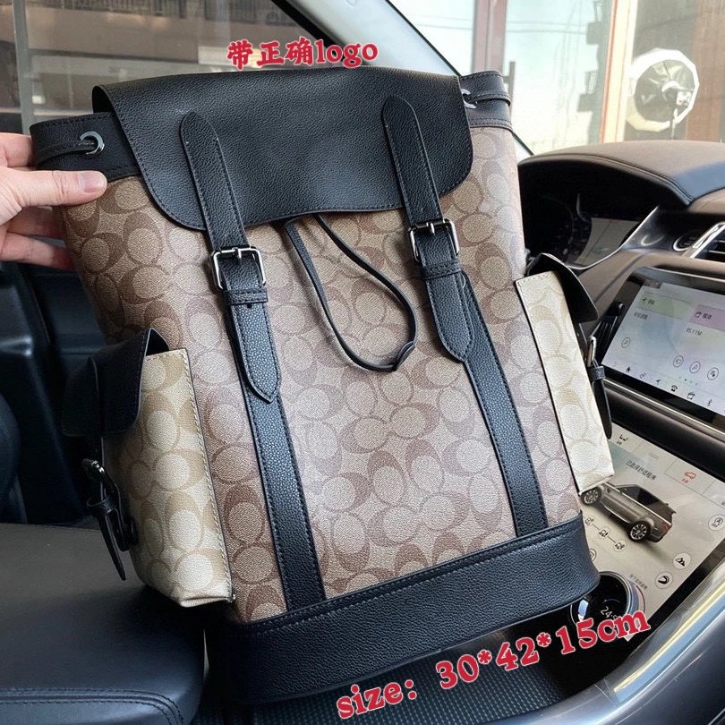 COACH Brown Full Print Medium Backpack