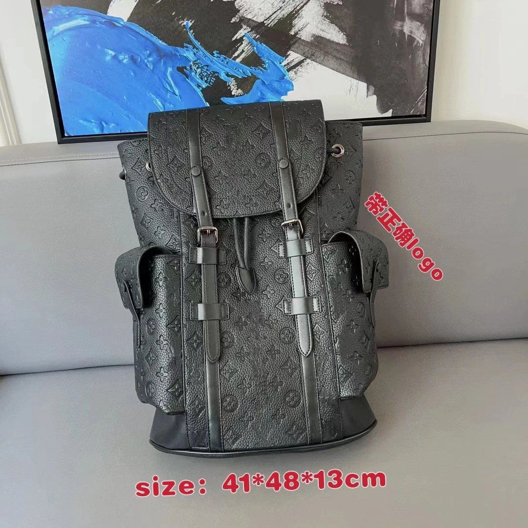 LV Black Embossed Medium Backpack