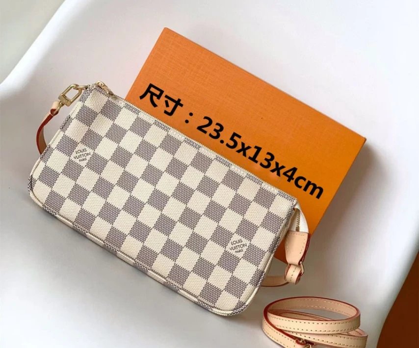 LV-Old Floral Plaid White Shoulder Bag SKU image