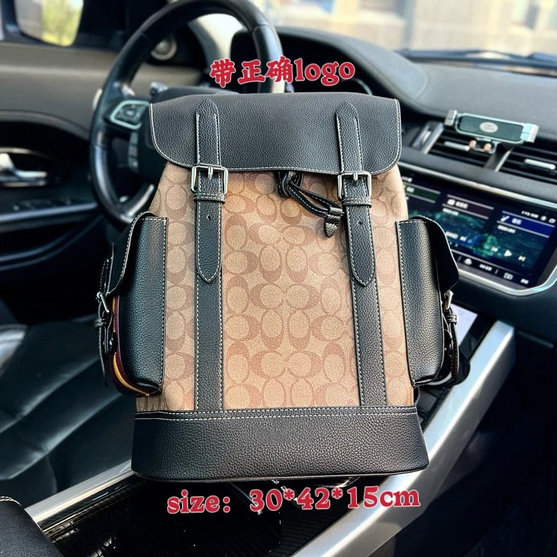 COACH Light Brown Full Print Medium Backpack