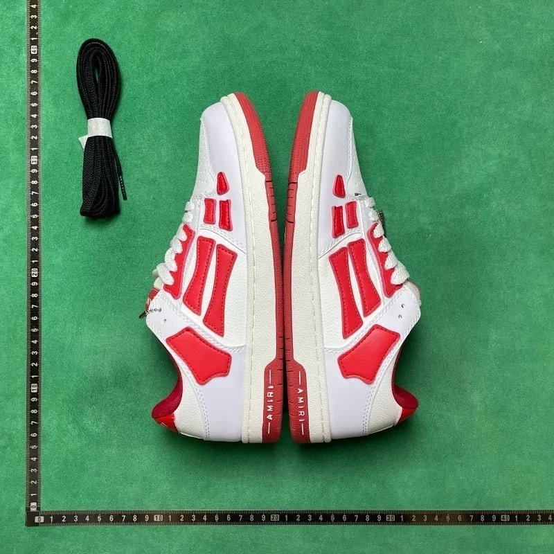 Amiri Bone Low Cream Red Sneakers Skateboard Shoes - 7
