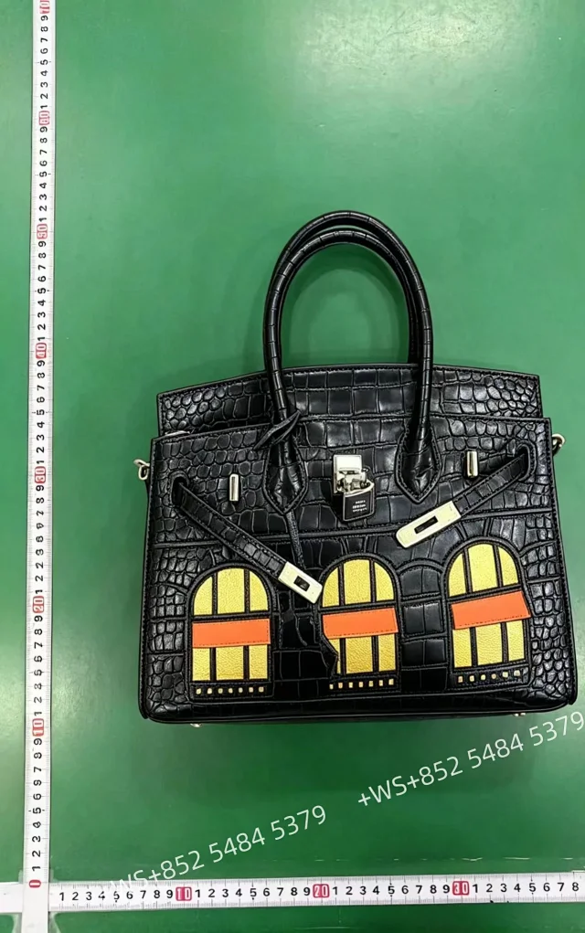 Unbranded Handbags Crocodile-Embossed Top-Handle Handbag with Window Appliqué product detail image 3