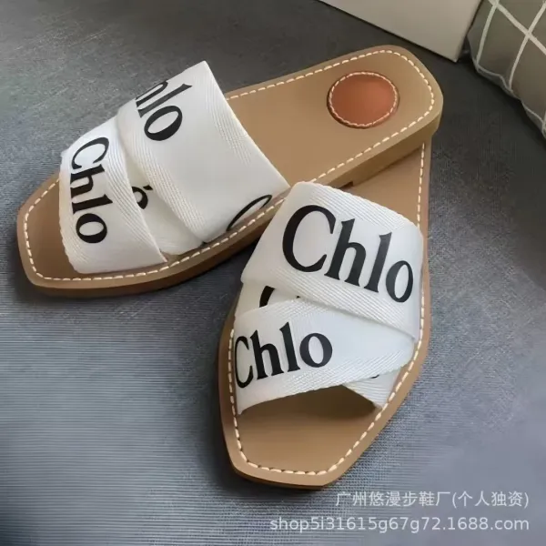 Design Lace-Overlay Slide Sandals White Brown Slippers - 11