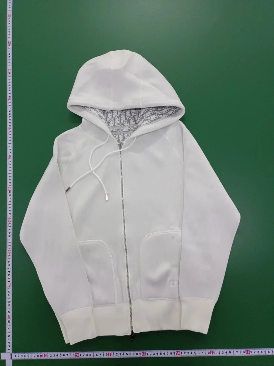 Dior Hoodie Oblique Hood Lining Zip Up White