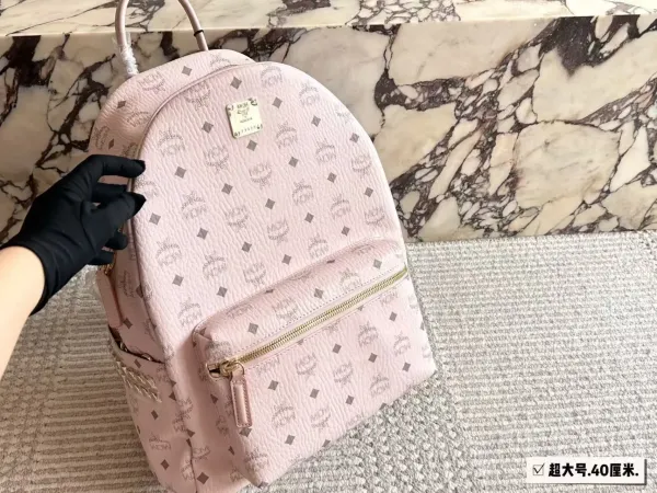 MCM Stark Backpack Pink Monogram Casual Backpack - 1