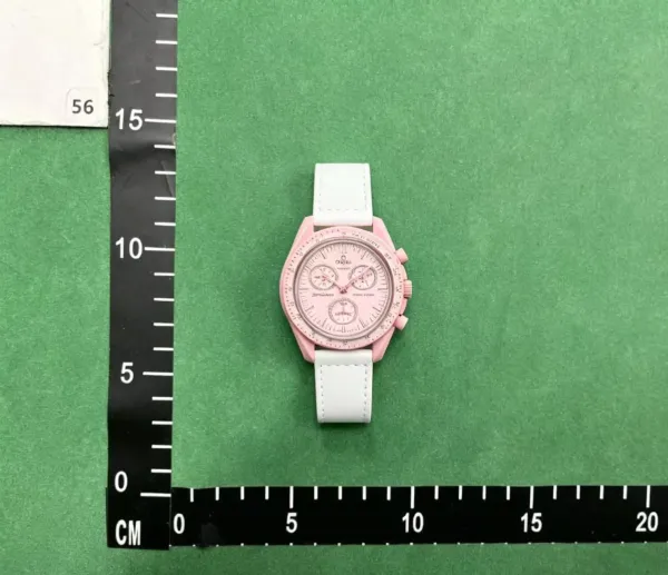 Omega Speedmaster Chronograph Pink Ceramic White Leather Watch Watches - 1