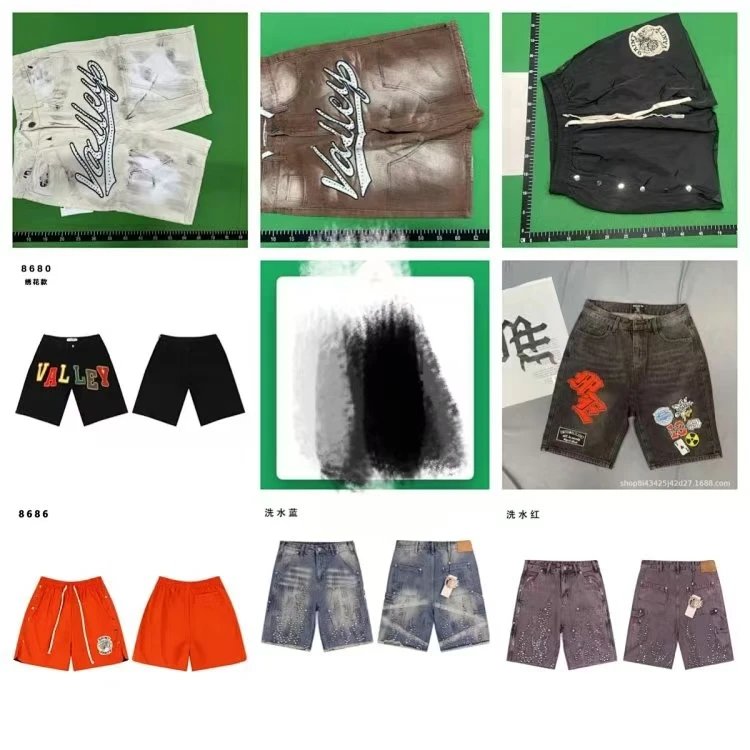 Beautiful fashion vale summer new denim wide-leg pants street fashion men and women the same style hot diamond denim five-point pants