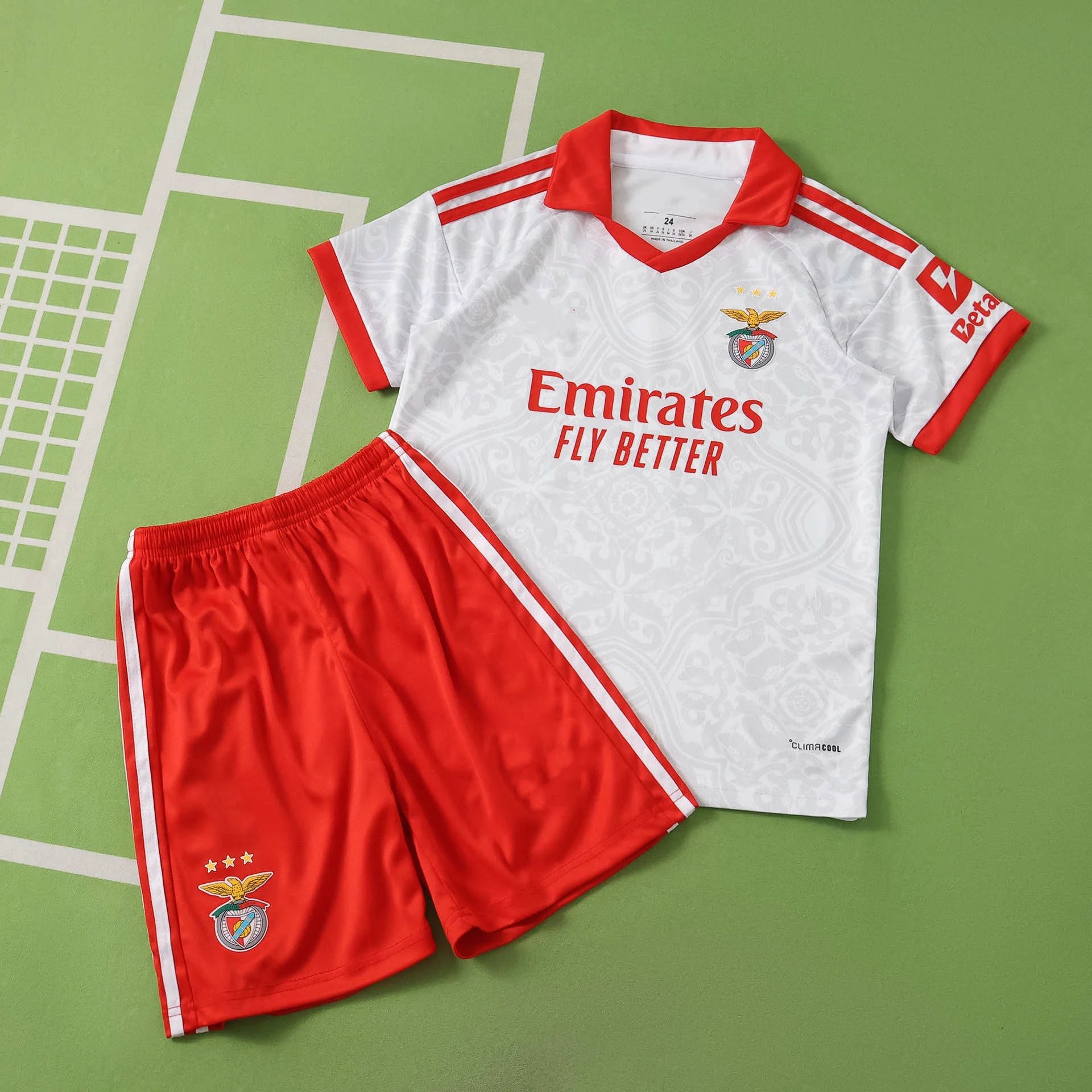 2627 Benfica Away White Kids Kit (Please Note Customization Info in Order Remarks; Messages Are Not Counted)