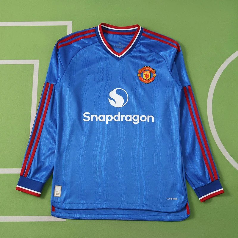 2627 Manchester United Away Blue Long Sleeve Player Version