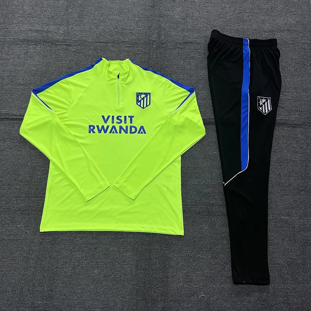 2627 Atletico Madrid Fluorescent Green Training Suit Half-Zip Set