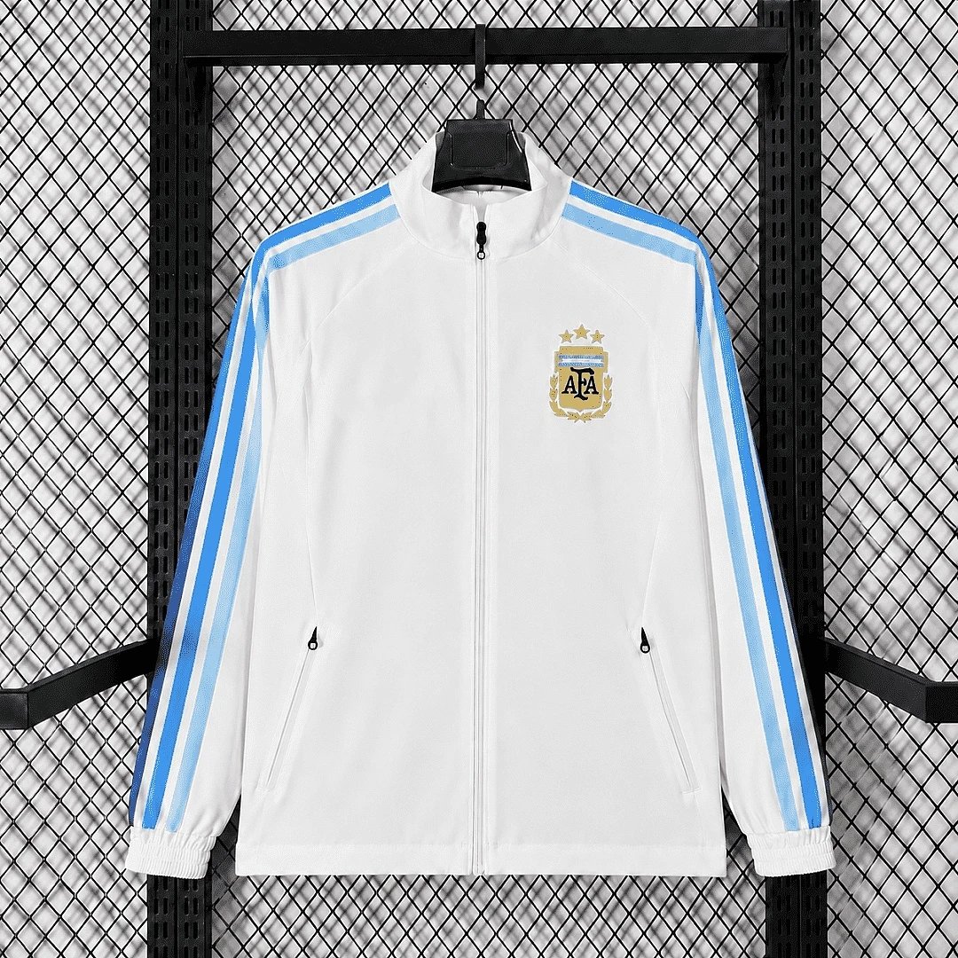 2026 Argentina white blue arm striped trench coat