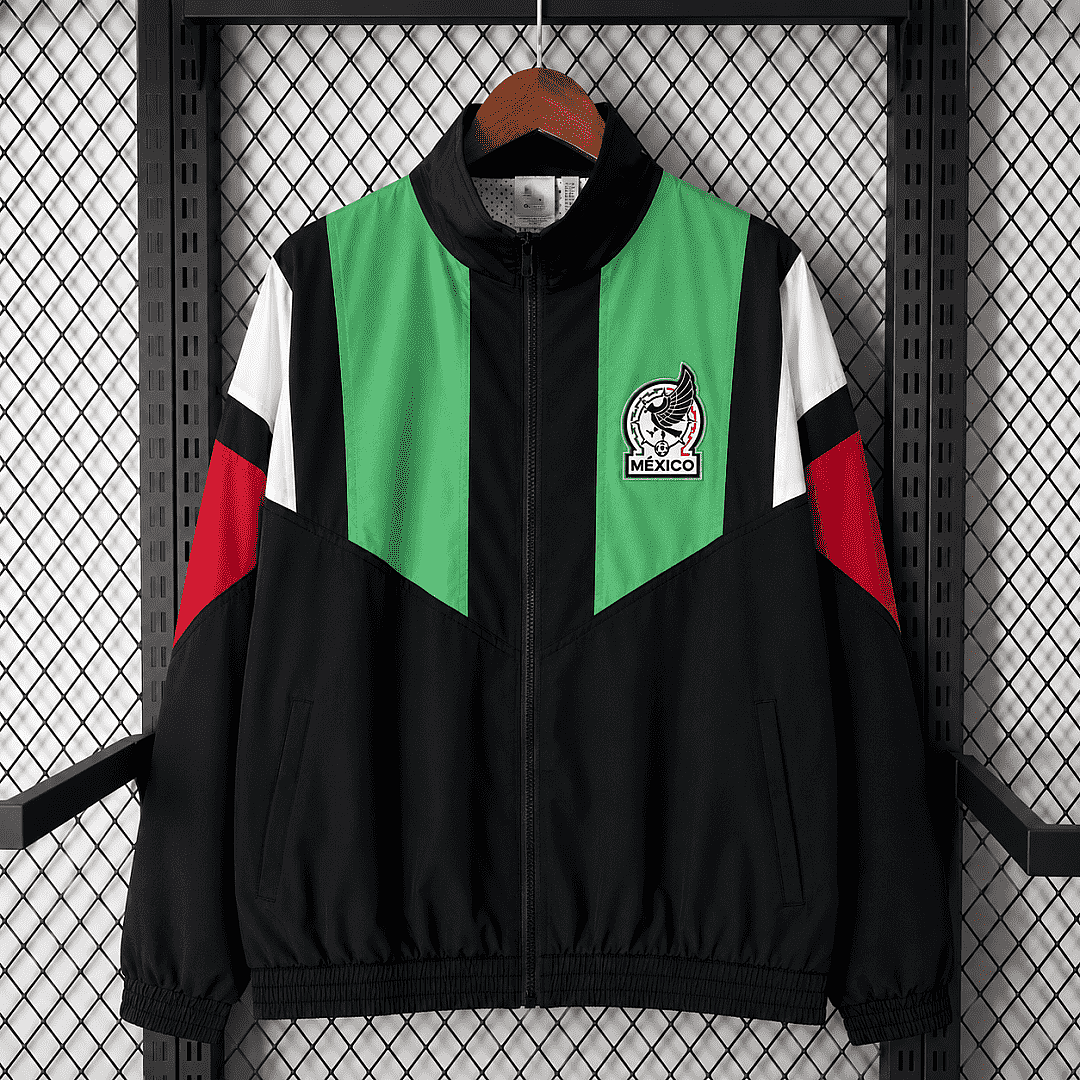 2026 Mexico Black Green White Red Shoulder Retro Windbreaker