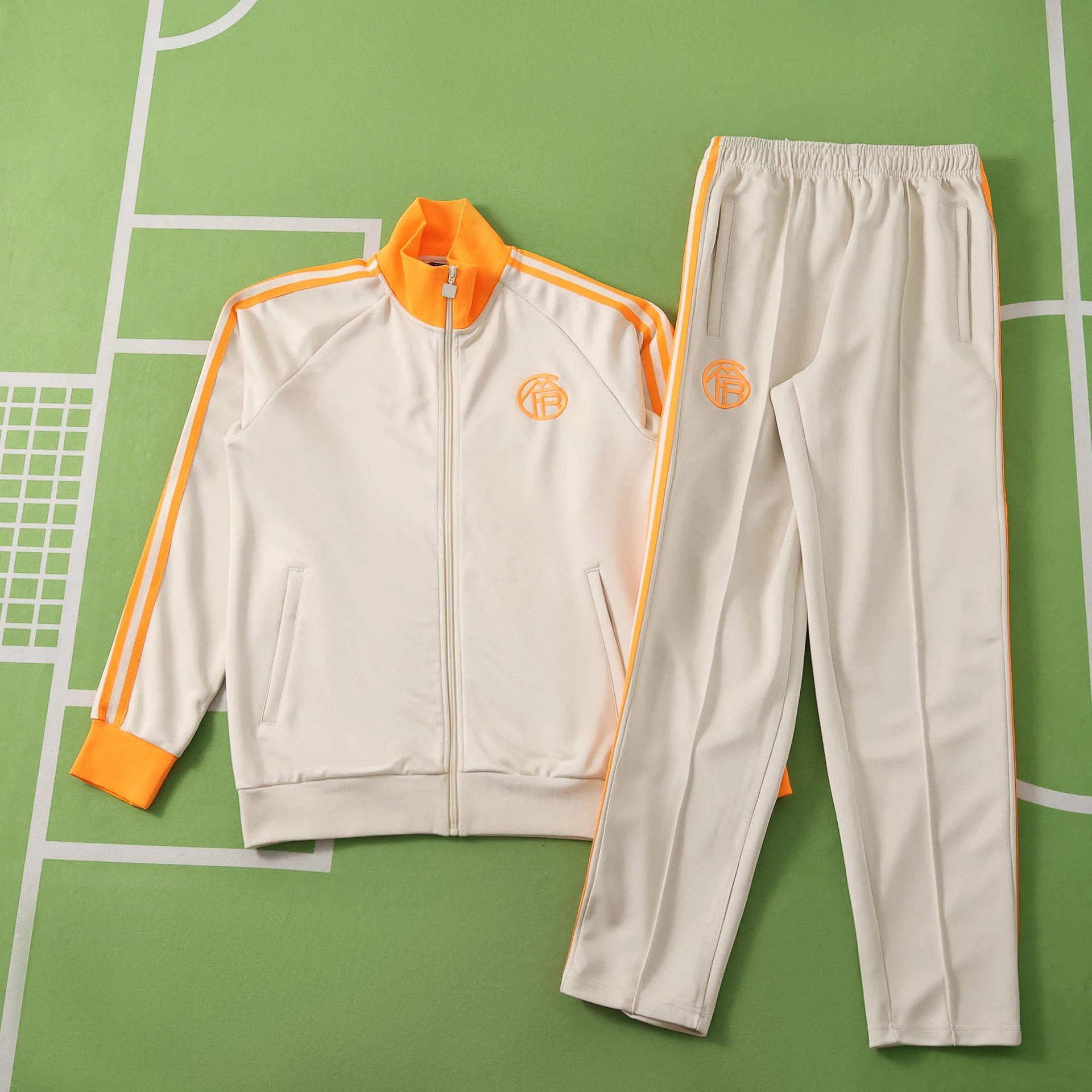 2627 Bayern beige orange collar training jacket set