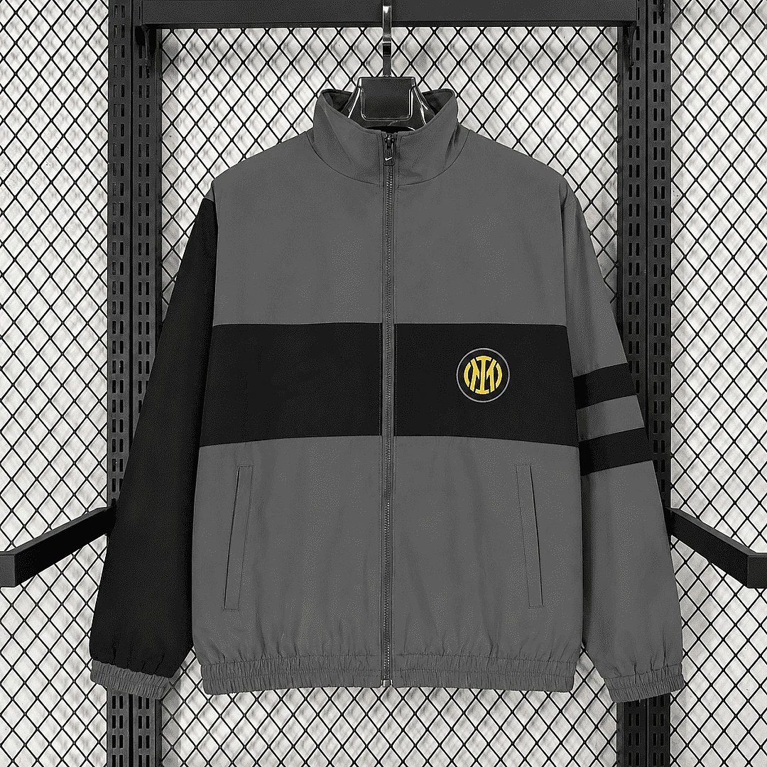 2627 Inter Milan Grey Black Retro Windbreaker