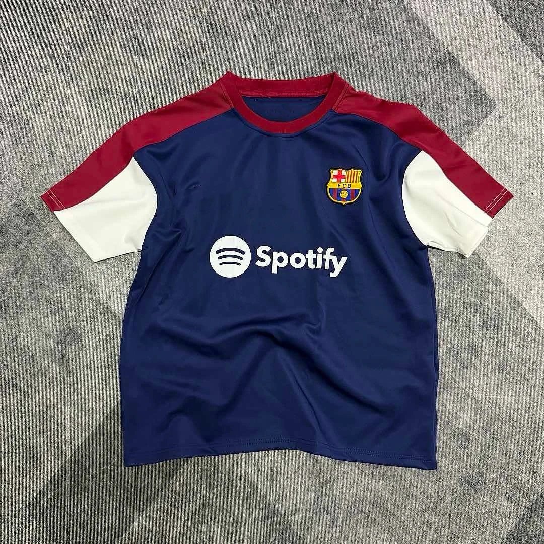 2627 Barcelona dark blue red collar casual T-shirt