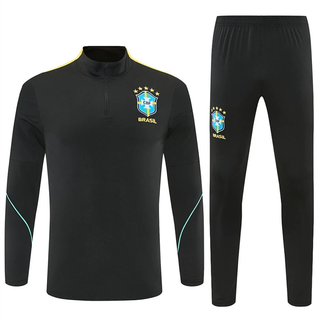 2026 Brazil Black and Yellow Shoulder Training Half Pull Set