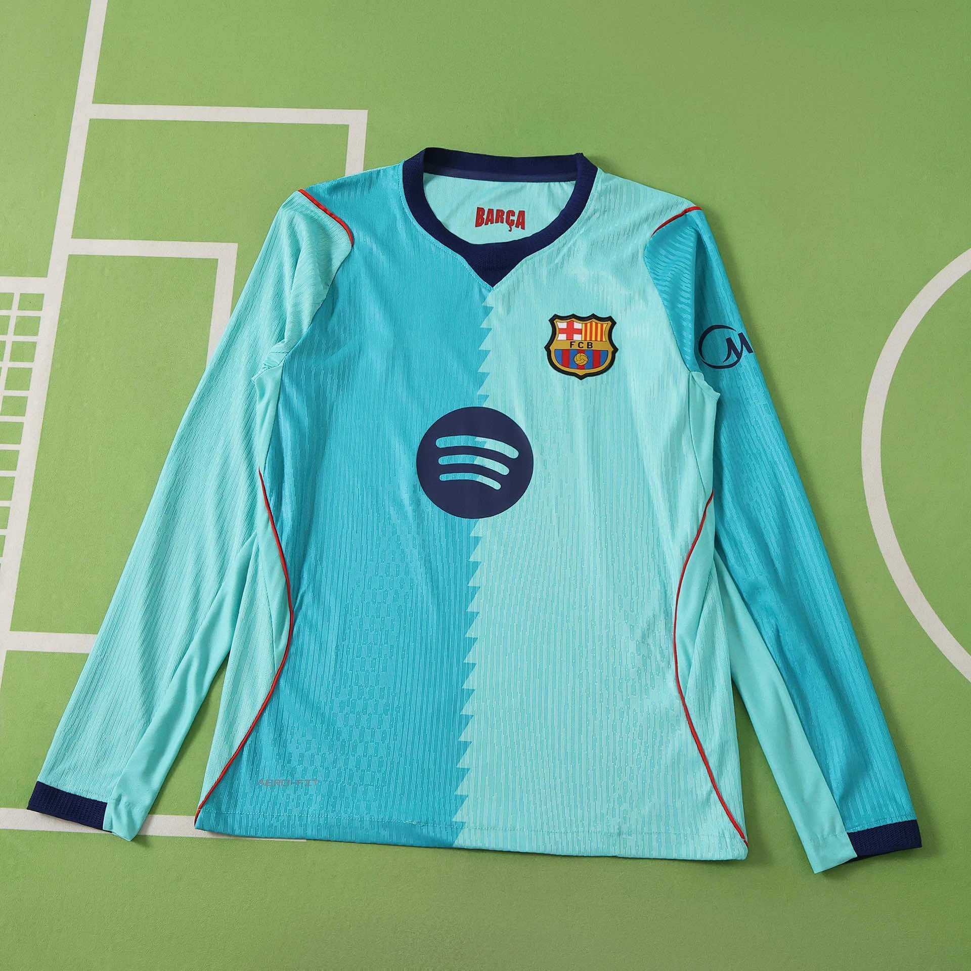 2627 Barcelona Away Green Long Sleeve Player Version