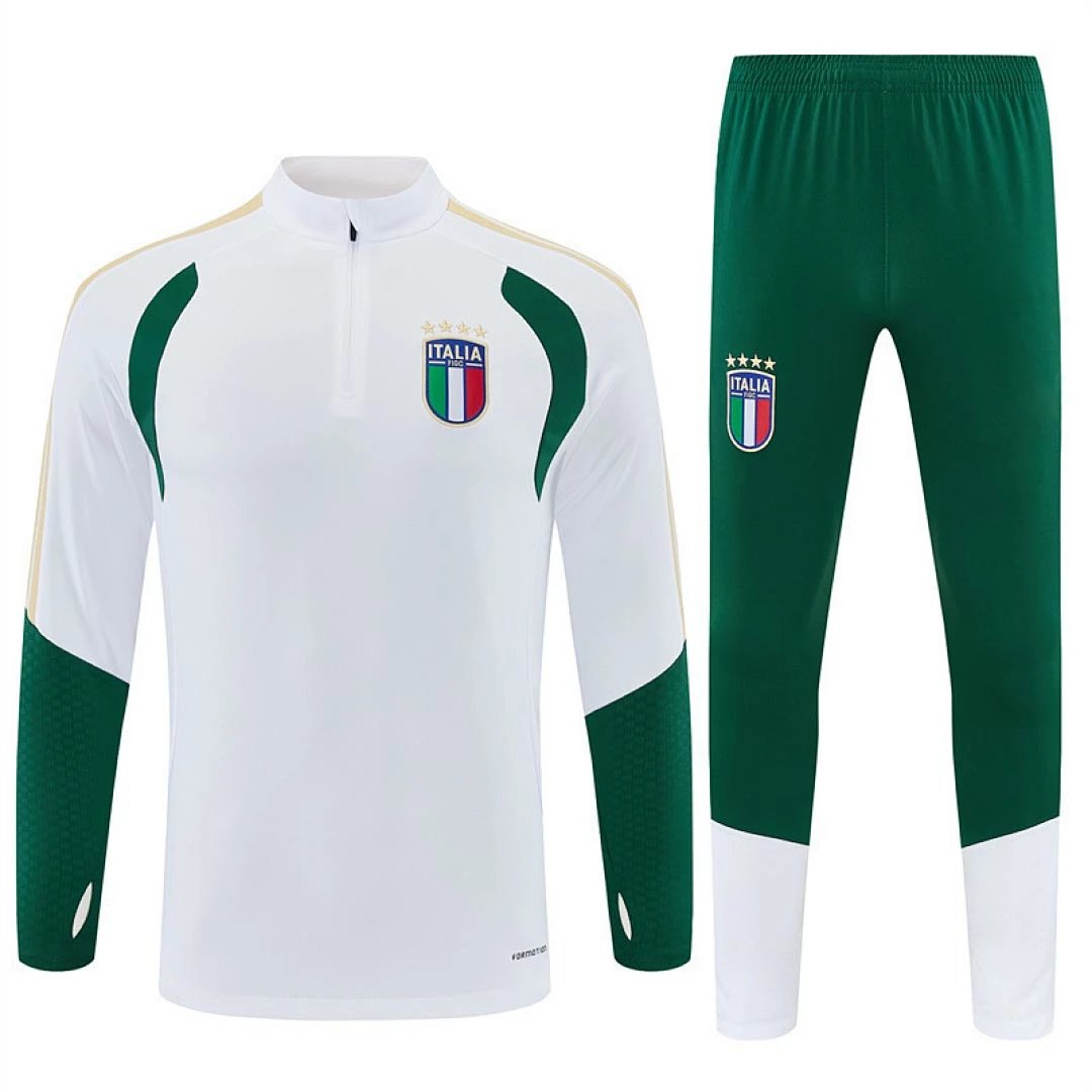 2026 Italy White Tracksuit Half-Zip Set