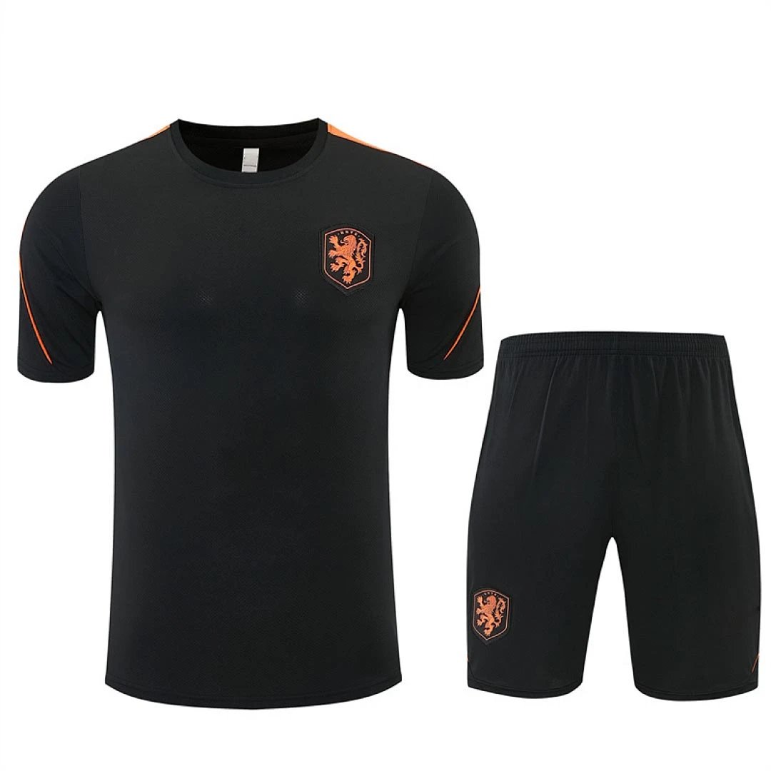 2026 Dutch black orange shoulder training suit set with short sleeves